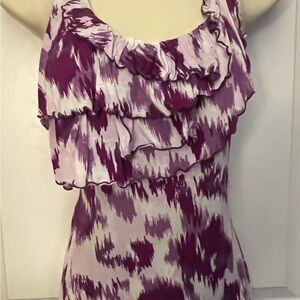 Purple and White Ruffled Racerback Top